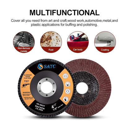 SATC Flap Discs 115mm 20 Pack Grinding Discs 40/60/80/120 Grit for Angle Grinder to Sanding Grinding Metal Wood
