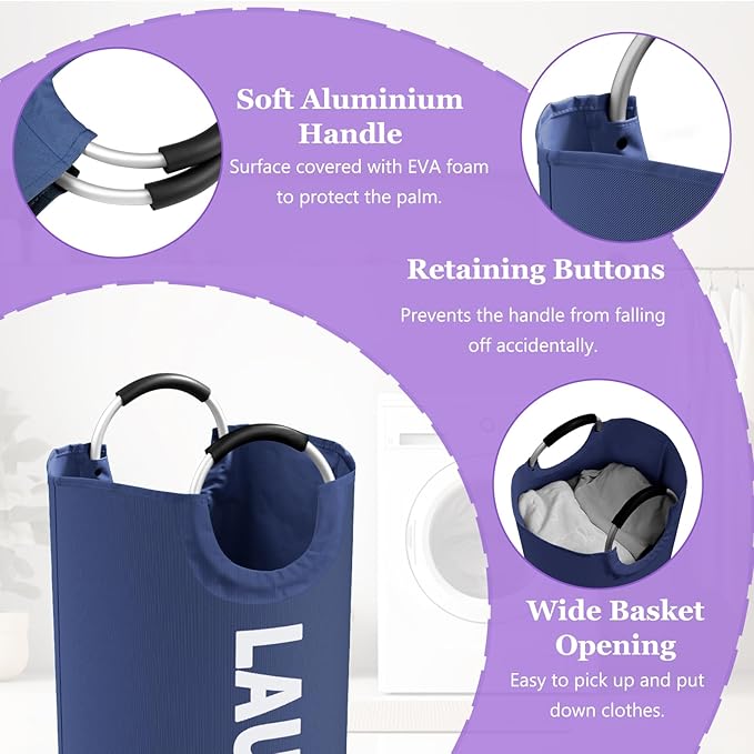 2Pcs Folding Laundry Basket for Adult, 95L Portable Laundry Baskets