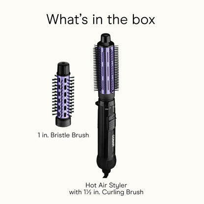 Conair 2-in-1 Hot Air Curling Combo, Includes 1.5-inch Curl Brush and 1-inch Aluminum Bristle Brush