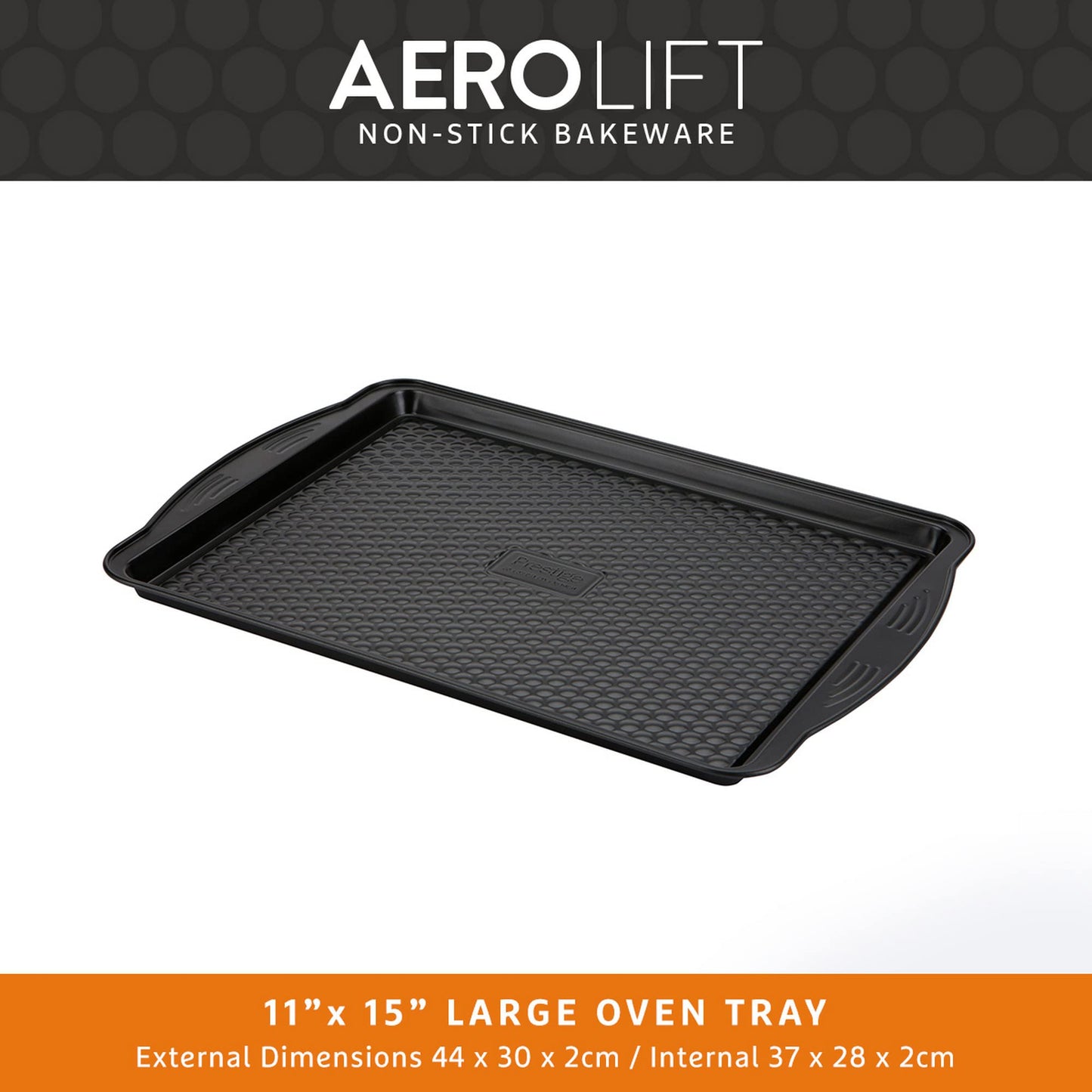 PRESTIGE Aerolift Baking Trays for Oven Non Stick Set of 3 - Dishwasher Safe Oven Trays Set with Extra Large Handles, Durable Carbon Steel Roasting Tins with 5 Year Guarantee, Black, 3 Piece Set