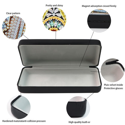 MVVMTOP Diamond Painting Eye Glass Case, DIY Colorful owl Diamond Art Glasses Storage Box Sunglass Case for Adults Handmade for Art Craft Gift Travel Sunglass Eyeglasses