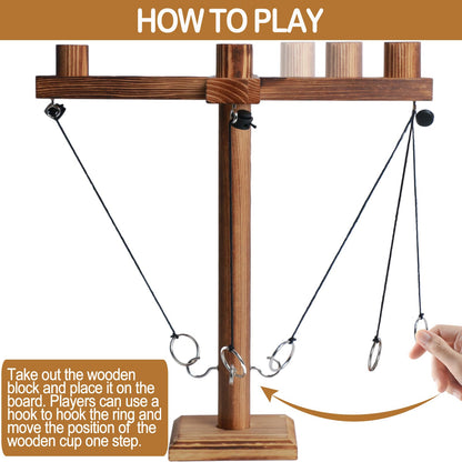 nanoable Ring Toss Game for Adults, Fun Hook and Ring Game with Carrying Bag, Outdoor Indoor Party Game, Board Games for Family, Bar, Party, Game Nights