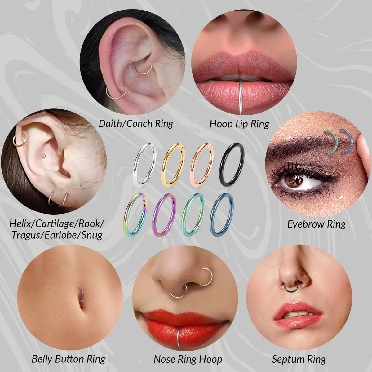 GAGABODY 20g Cartilage Earring Rook Daith Earrings 6mm Tragus Earrings Anti-Tragus Earring Silver Nose Ring Hoop Nose Rings 20 Gauge