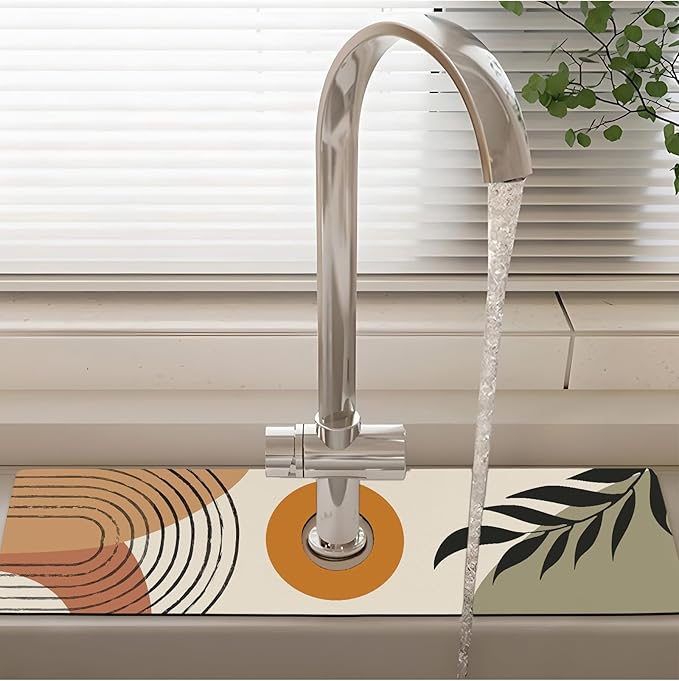 Patterned Sink Faucet Mat Kitchen Splash Guard Super Absorbent Drying Mat