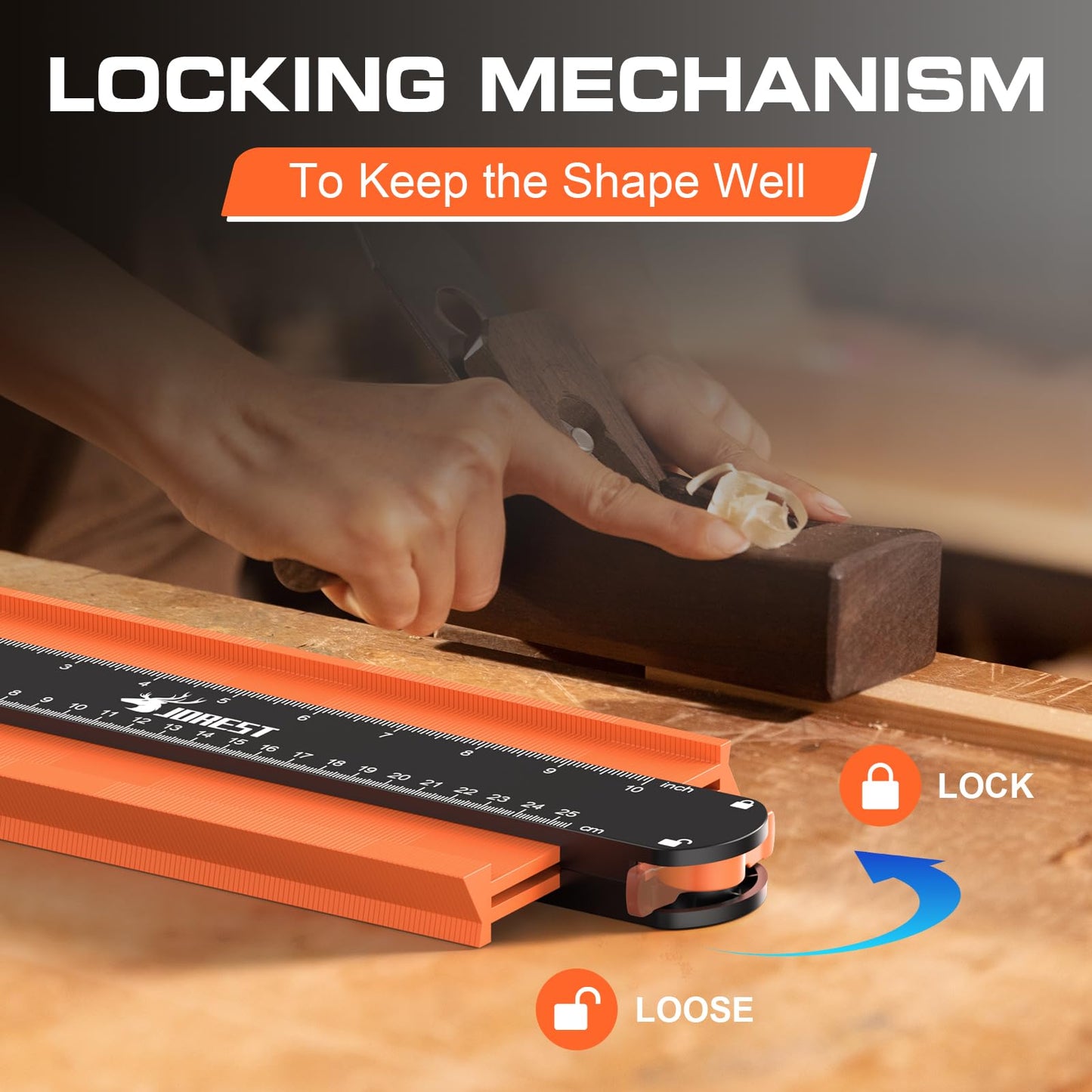JOREST Contour Gauge 10 Inch with Lock, Measuring Shape Outline Angle, Scribe/Template/Profile Tool for Woodworking, Flooring, Tile Laying, Gift Ideas for Men Dad Husband Him Handyman