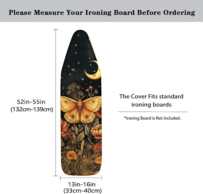 Butterfly Starry Sky Steam Ironing Board Cover, Retro Butterfly Flower Cluster