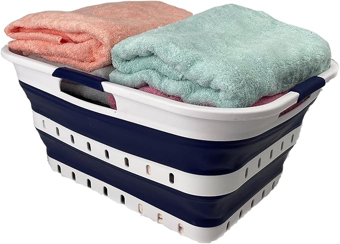 SAMMART 42L Collapsible Plastic Laundry Basket