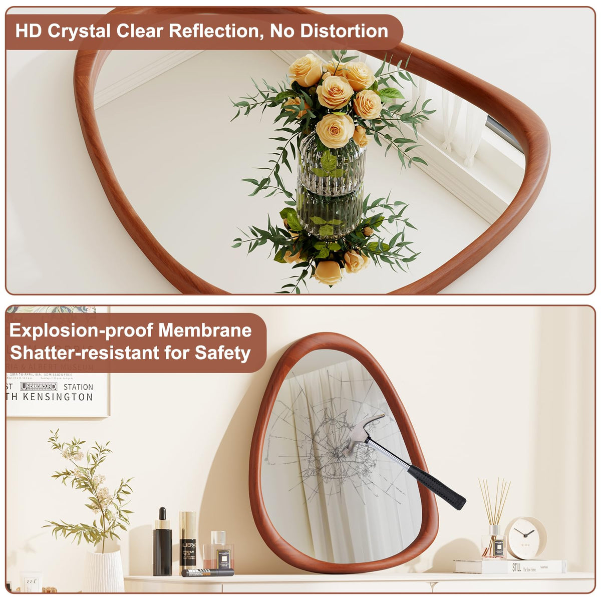 ZHUNFA Wooden Framed Vanity Mirror, 17×28 Inch Wall Mirror for Bathroom