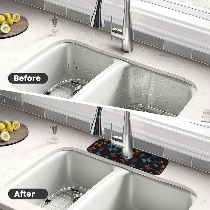 Butterfly Abstract Butterflies Kitchen Sink Splash Guard Faucet Mat Super
