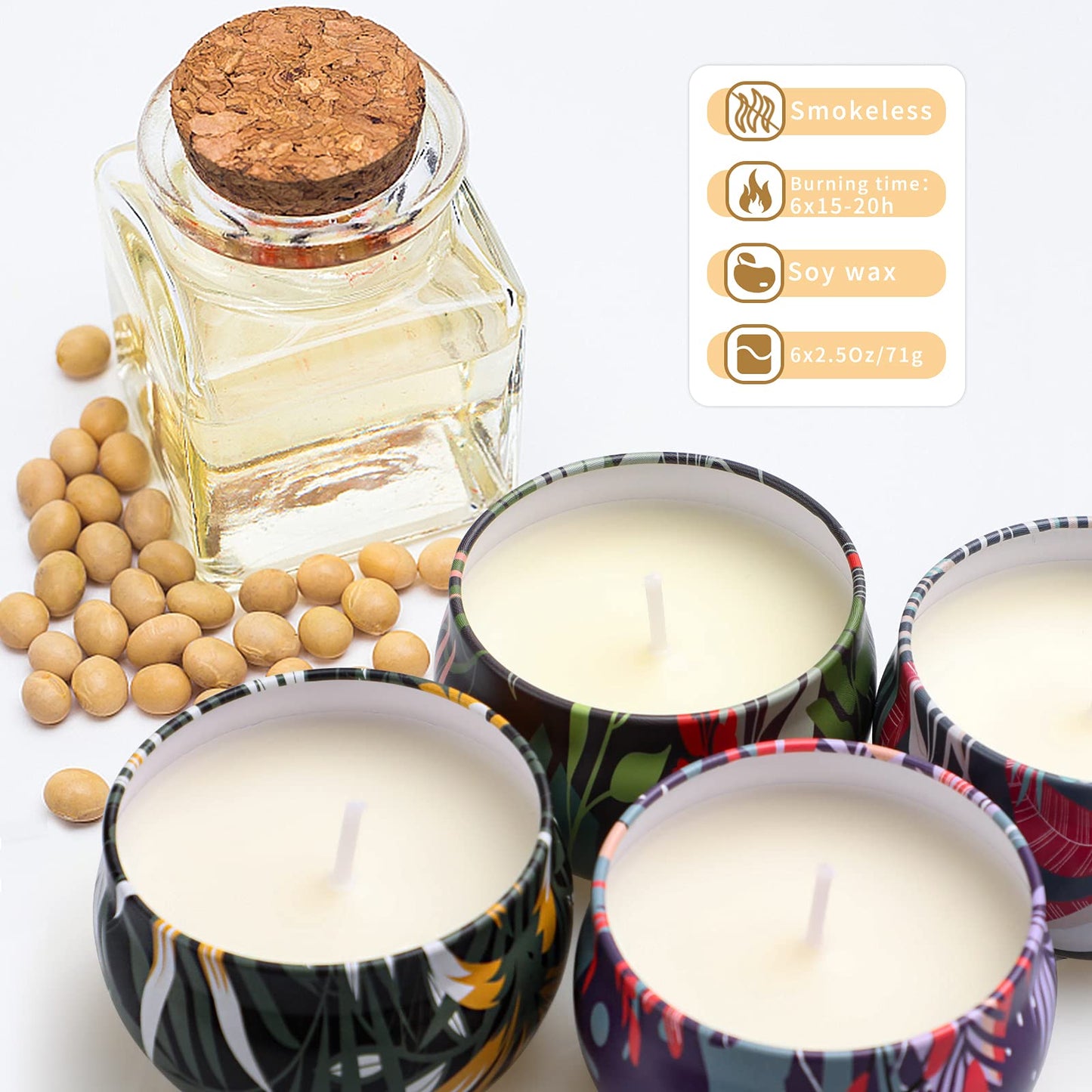 Scented Candles Gifts for Women, Aromatherapy Candles, Love Scented Candles Gift Set, Portable Travel Tin Candle, 8 Pack, Natural Soy Wax, Gift on Anniversary, Christmas, Birthday Mother's Day