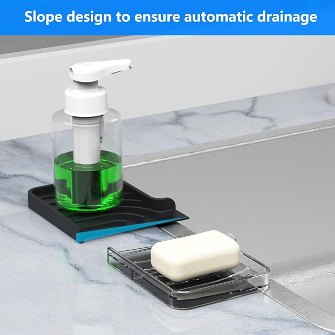 Sponge Holder for Kitchen Sink, Dish Sponge Holder & Soap Tray