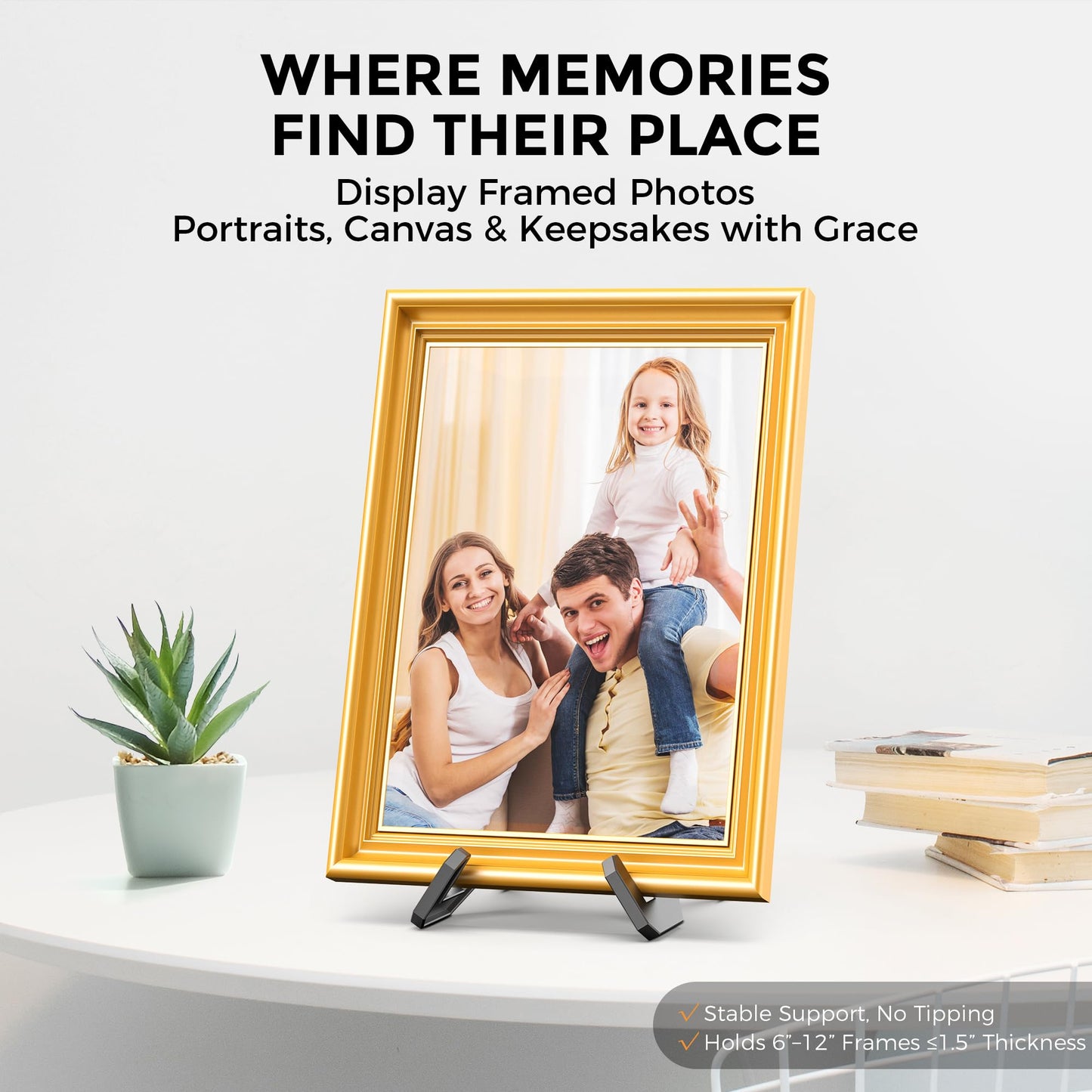 TR-LIFE Plate Stands for Display, 6 Inch, 4-Pack, Plastic Picture Frame Holder Easels for Plates, Pictures, Books, Signs, Plaques