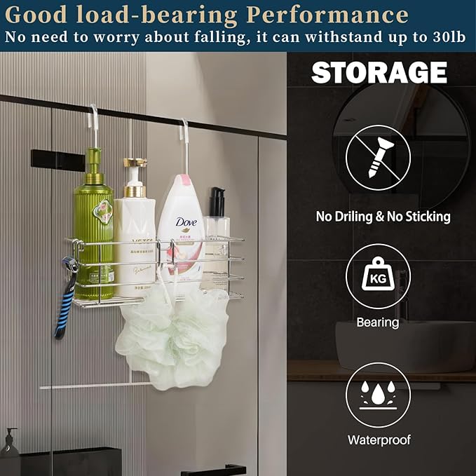 2pcs Single-Layer Hanging Shower Caddy, Rustproof Shelves Rack