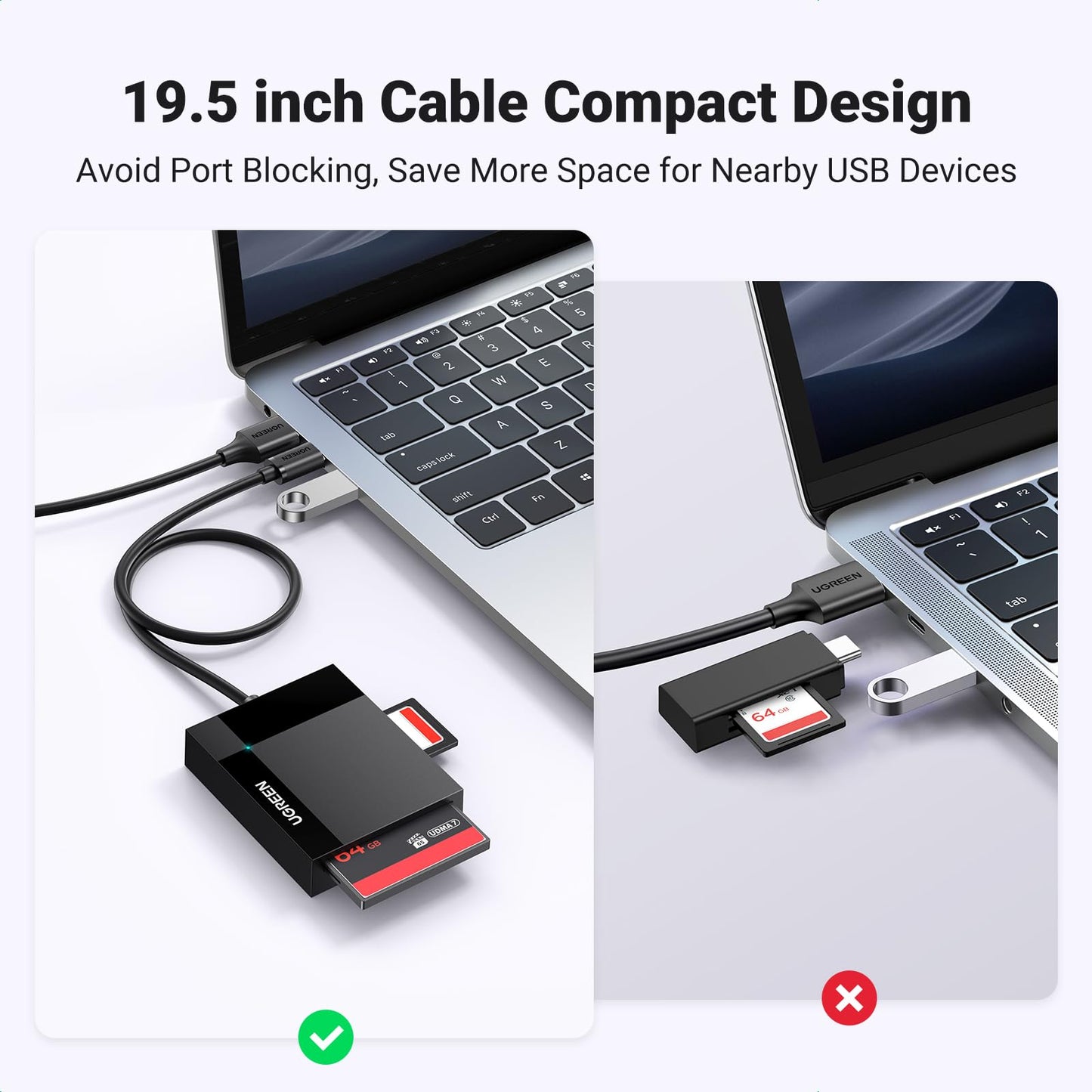 UGREEN SD Card Reader, 4-IN-1 USB C to SD Card Adapter, 5Gbps High-Speed Camera Memory Cards Reader,4 Cards Reading Simultaneously for SD CF TF MS, Compatible with iPad Pro, MacBook Pro/Air