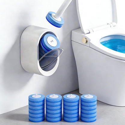 SOPAMI Disposable Toilet Cleaning System - Toilet Wand Kit with 16 High-Performance Refills, Wall Mounted Toilet Brush and Holder for Deep Cleaning Bathroom