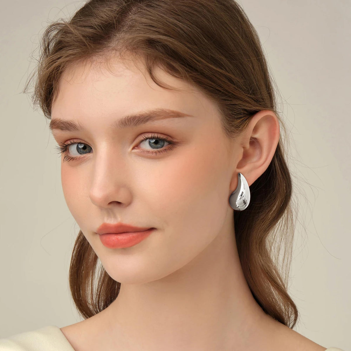 Gacimy Silver Tone Teardrop Earrings Dupes for Women, Chunky Drop Earrings for Women with 925 Sterling Silver Post, 1 Inches