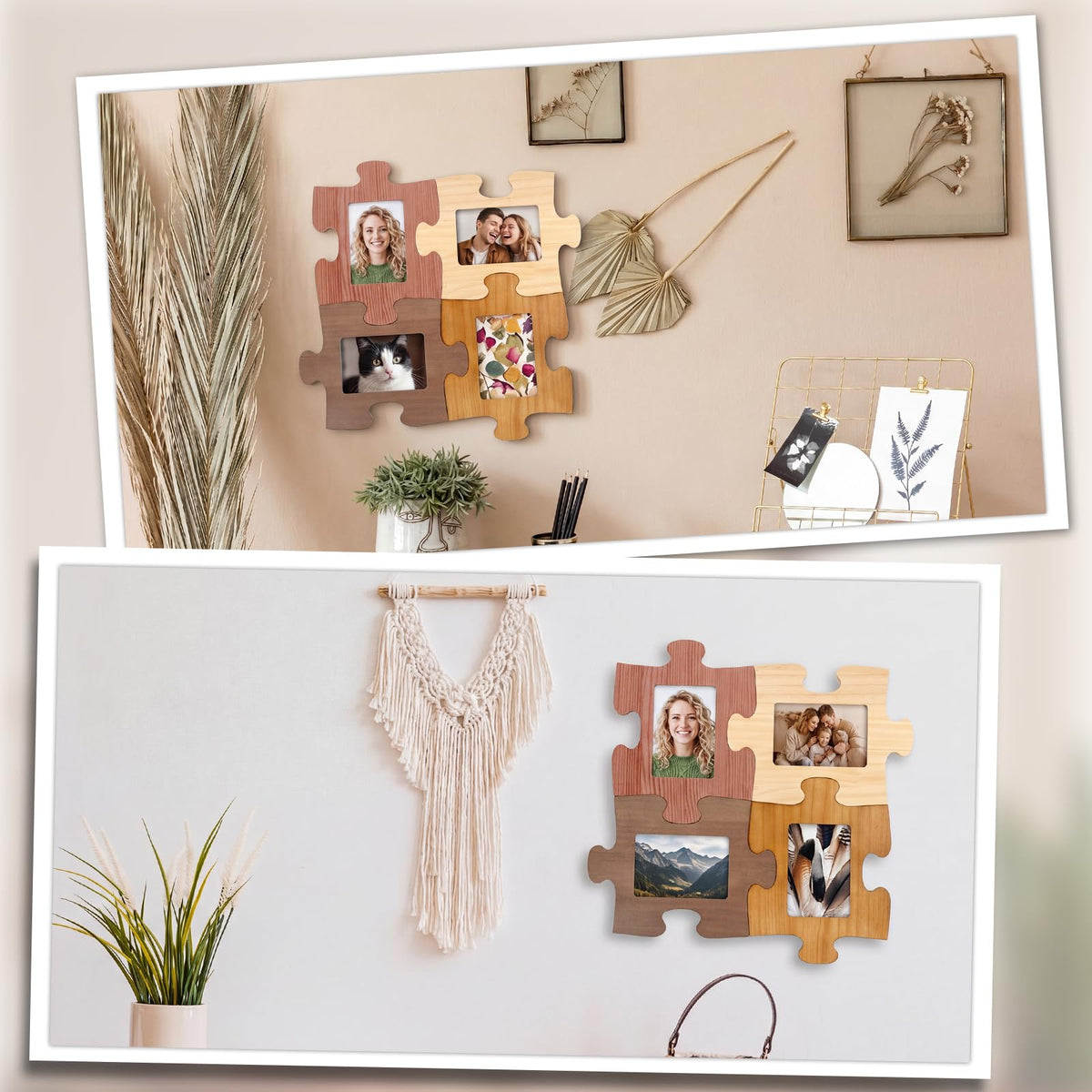 Lineshading 4 Pcs Puzzle Piece Picture Frame Set Hold 4 x 6 Photos My Missing Piece Wooden Frame Puzzle Shape Picture Ornament Home Decor for Thank You Gifts for Mentor Leader Coworkers Friend