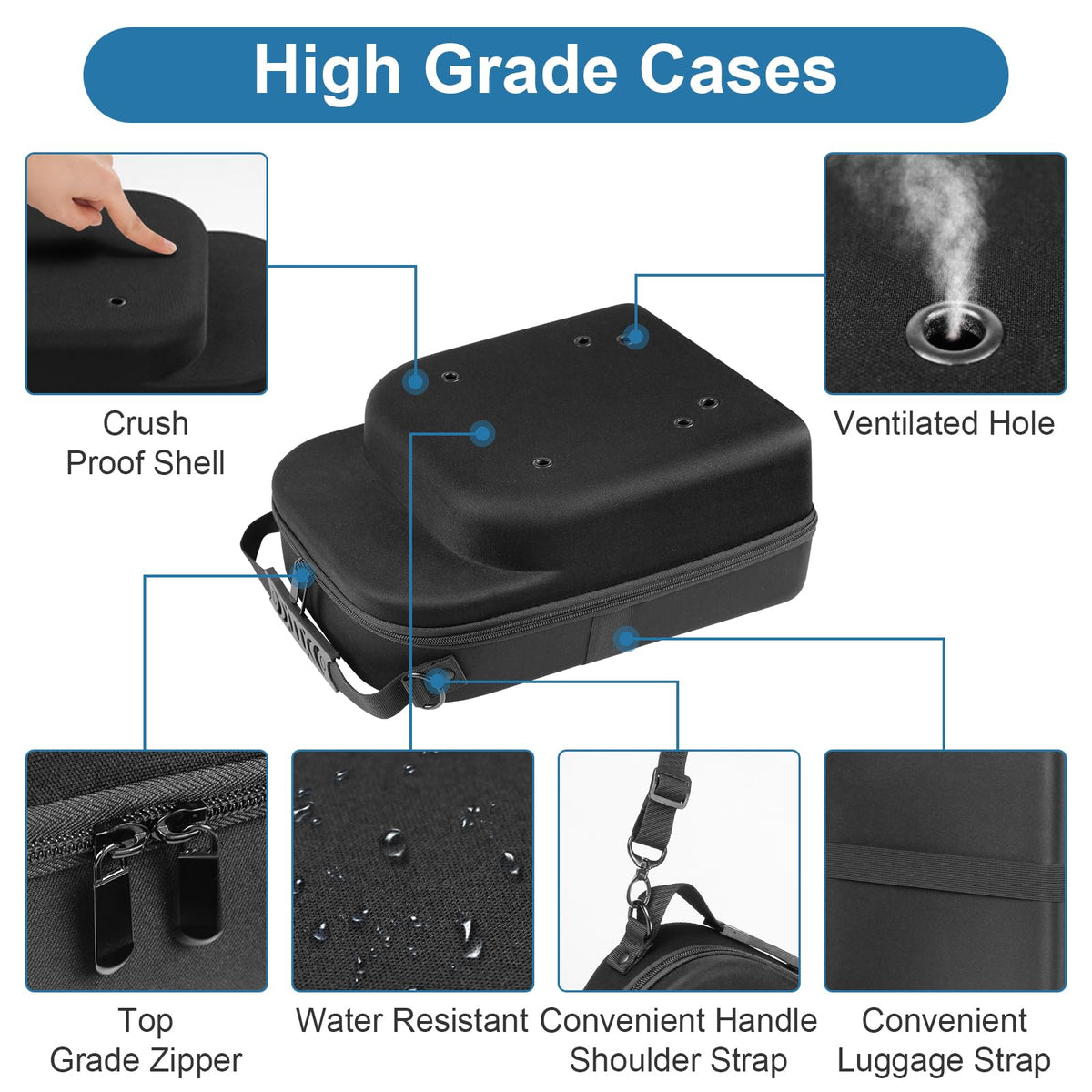 Epesoware Pack of 2 Hat Travel Hard Cases for Baseball Caps - Favorable Hat Storage Organizer with Carrying Handle, Shoulder Strap and Luggage Strap, Protect Up to 10 Hats for Travel Home