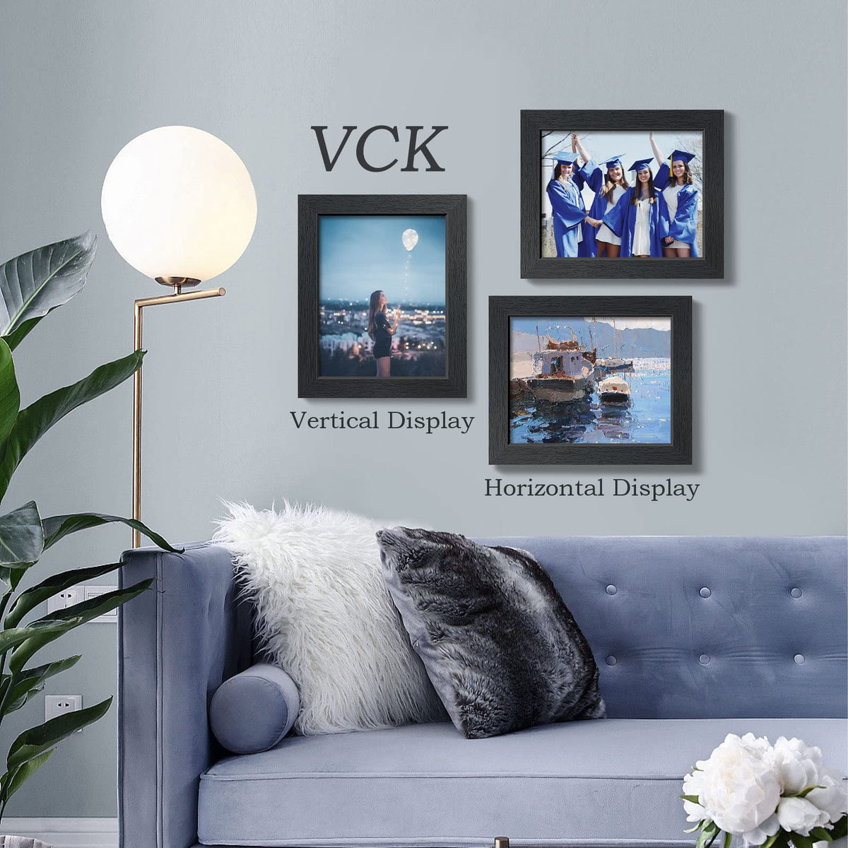 VCK 8x10 Picture Frame Set of 4, Black Wooden Photo Frames with Plexiglass, Vertical Horizontal Wall & Tabletop Display for Home Office Gallery Wall Art Decor