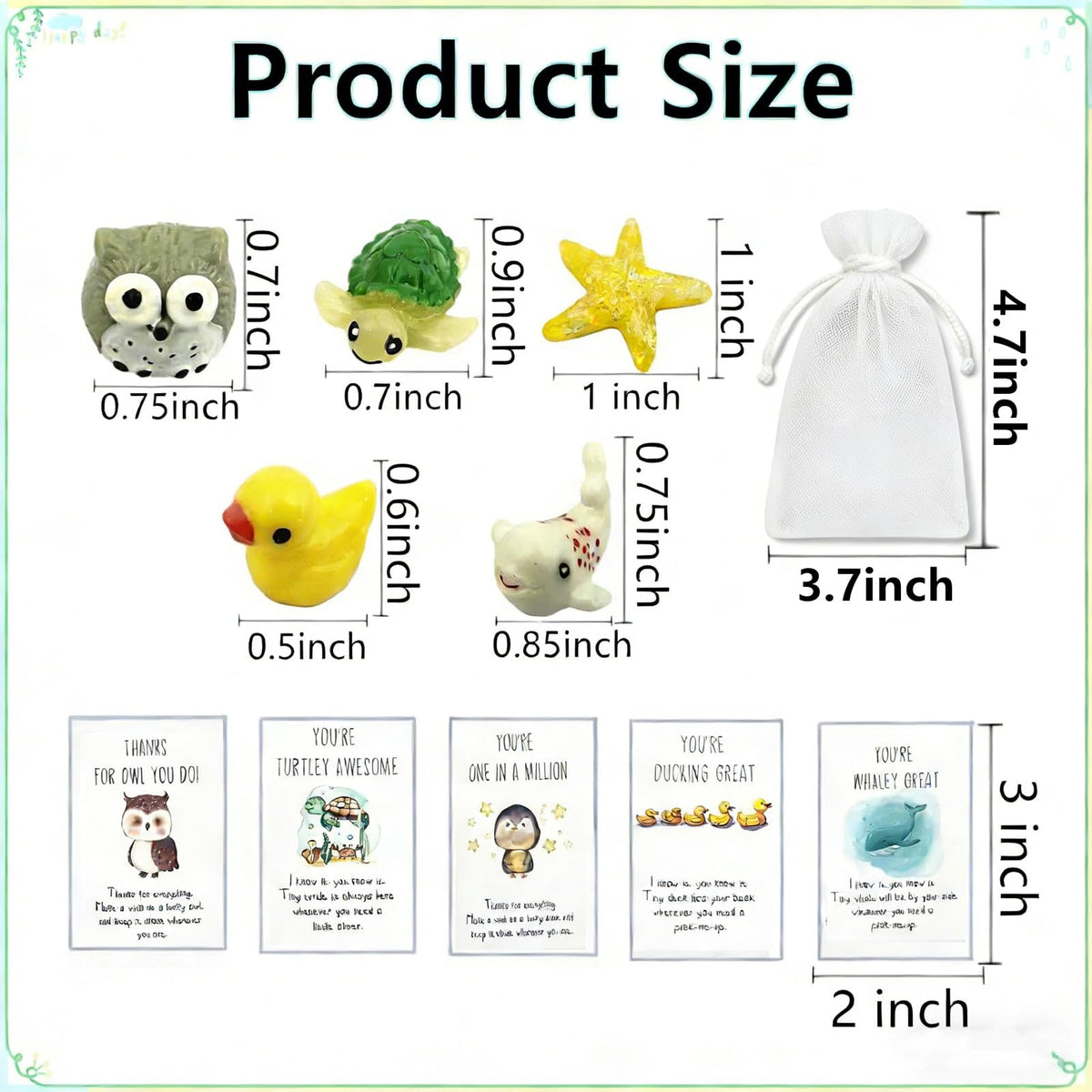 EYRBVX 25 Sets Employee Appreciation Gifts Bulk Animal Pun Note Cards Team Staff Thank You Gift For Coworkers, Gratitude and Inspiration Resin Animals With Thank You Cards, Daily Cards For Office Teacher Graduation Volunteer Nurse