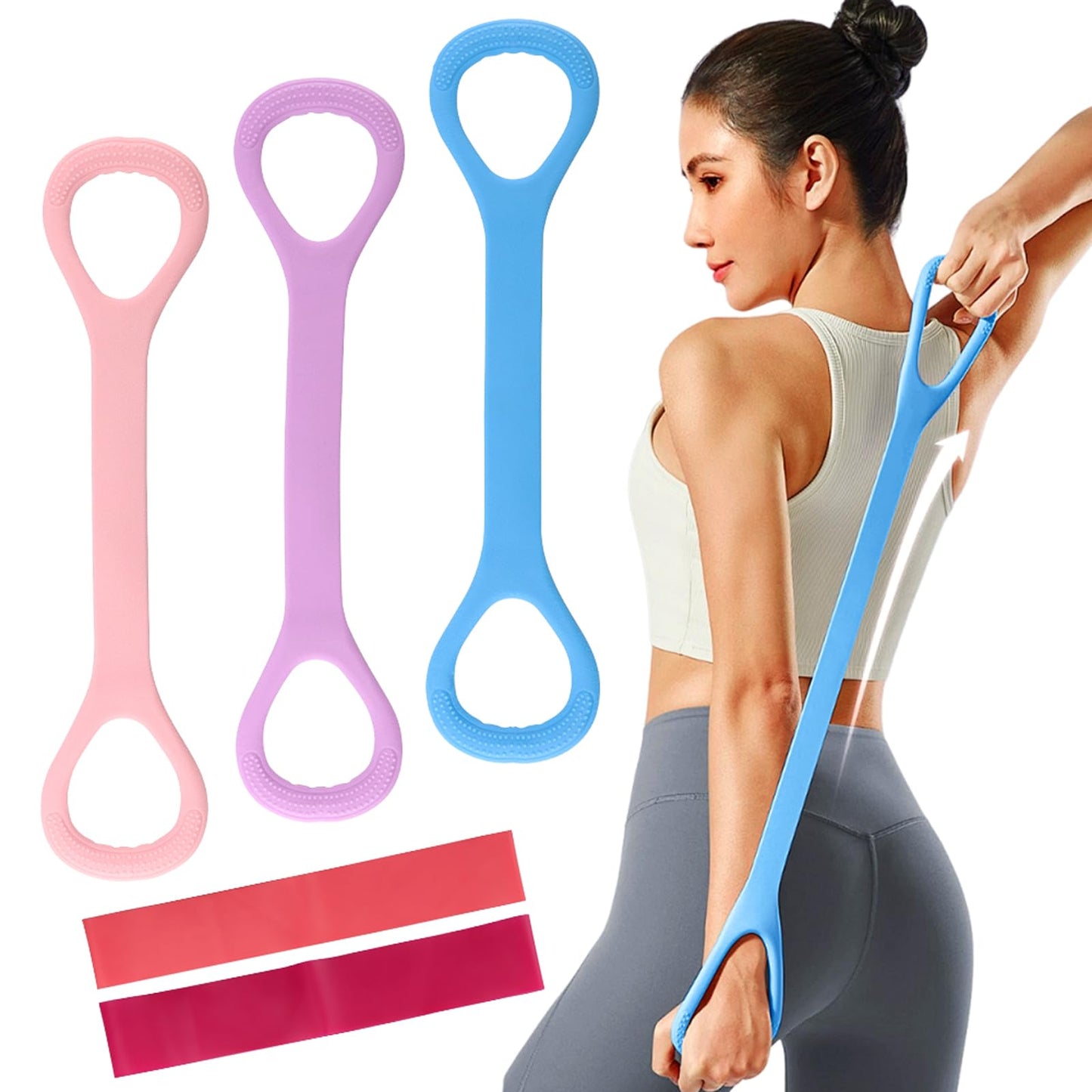 3pcs Figure 8 Fitness Resistance Band Elastic Bands for Working Out Elastic Rope Stretch Fitness Band Training Exercise Bands for Women Yoga