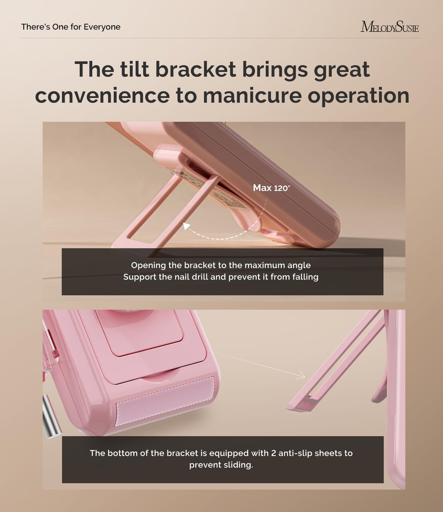 MelodySusie 2 in 1 Professional Nail Drill, 30000 RPM SC330G Electric Nail File with Kickstand for Gel Nails Polishing Removing, Portable Cordless Nail Efile for Manicure Pedicure at Home & Salon,Gold