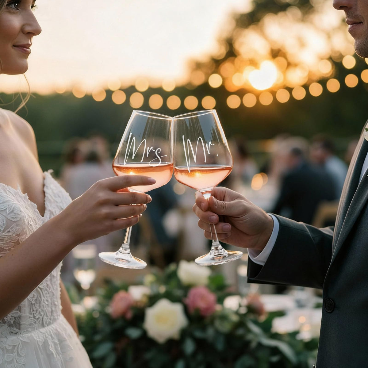 AW BRIDAL Mr and Mrs Wine Glasses Wedding Gifts for Couples 2026, Engagement Gift for Newly Engaged Couple, Bridal Shower and Bachelorette Gifts for Bride, Wine Opener Stopper and Wooden Keepsake Box