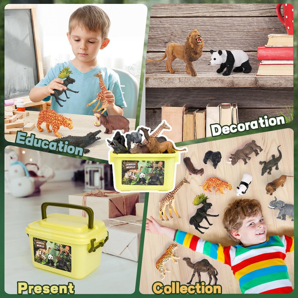 FRUSE Safari Animals Figures,12PCS Jumbo Wild Zoo Animals Figurines,Realistic African Jungle Animals Playset with Panda,Lion,Elephant,Educational Learning Toys for Toddlers Kids 3-5