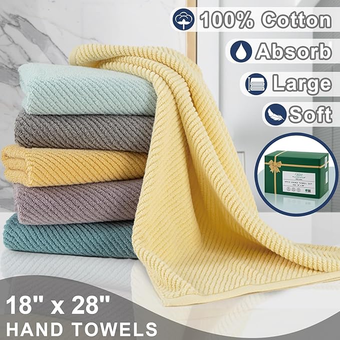 VOOVA & MOVAS Bathroom Hand Towels Set of 4, Towel Gift Set