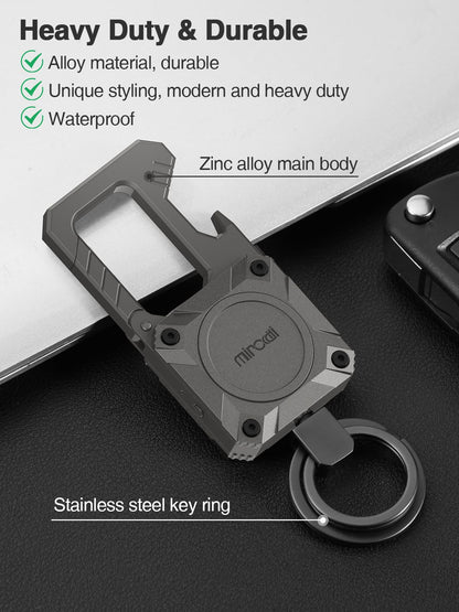 Miroddi Keychain Tracker, Men's Key Chain Works with Find My(iOS Only), Heavy Duty Keychain Carabiner Bottle Opener, Car Key Chains with Finder, Anti-lost Keyrings Tracker, Rechargeable, Gunmetal