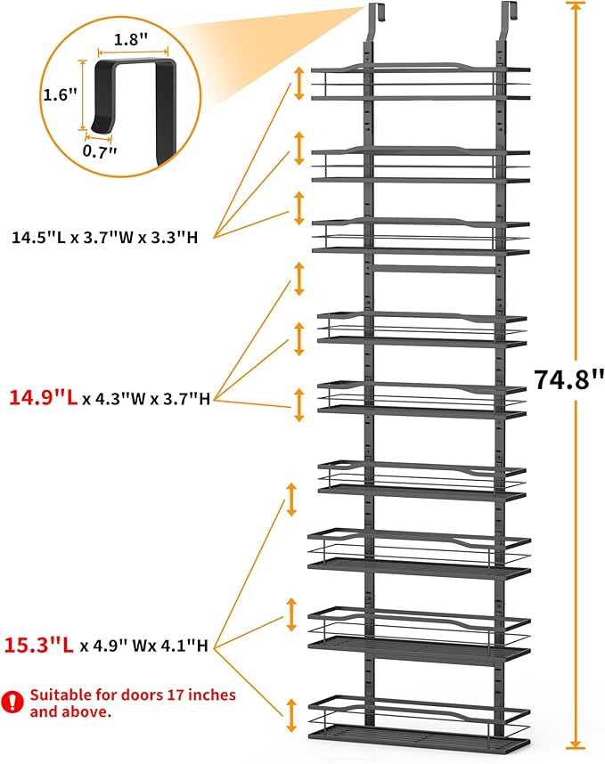 Moforoco 9-Tier Over The Door Pantry Organizer, Pantry Organization and Storage
