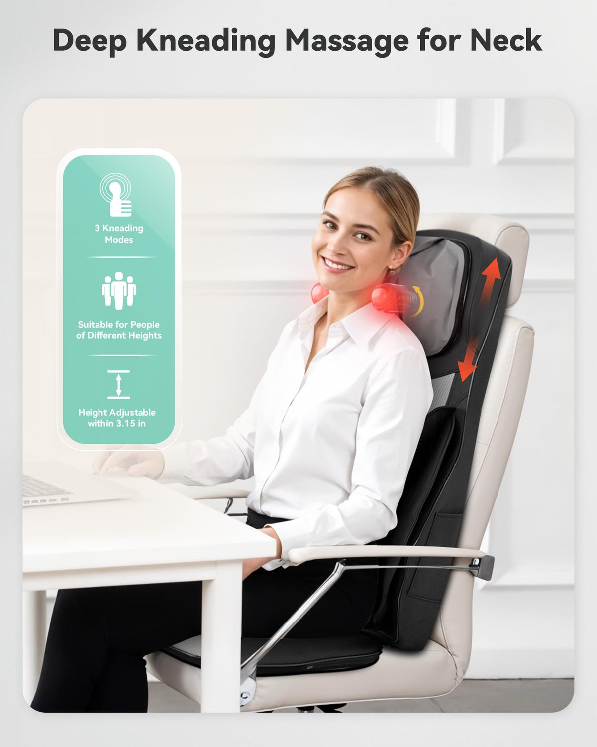 Snailax Shiatsu Neck and Back Massager with Heat, FSA HSA Eligible, Upgraded Massage Chiar Pad with Compression, Vibration, Chair Seat Massager for Home, Office, Gifts for Men, Women