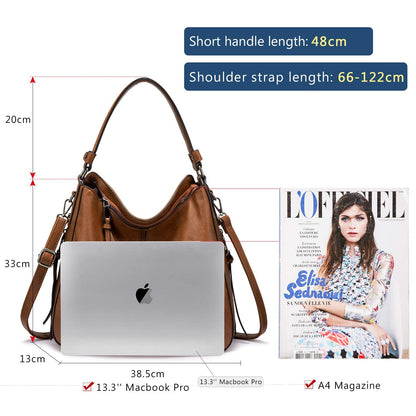 Realer Women Handbags Fashion Hobo Bags Faux Leather Long Strap Shoulder Bag Ladies Large Tote Bag Cross body Bag for Work Business School College Travel Brown