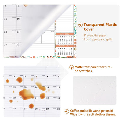 MOKANI Desk Calendar 2025-2026, Large Monthly Wall Calendar from Jul.2025 to Dec.2026 with Plastic Cover: 17"x12", 18 Months Academic Year Desk Pad with Planner Stickers