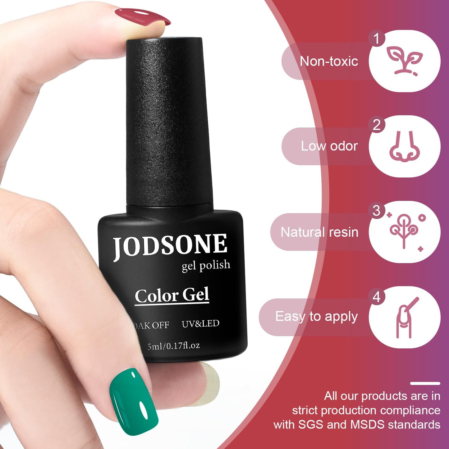 JODSONE Gel Nail Polish Kit with U V Light 32 Colors Gel Polish Nail + 4 Functional Adhesive Bottles Kit Soak Off Manicure Tools Gifts for Women