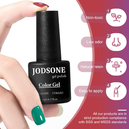 JODSONE Gel Nail Polish Kit with U V Light 32 Colors Gel Polish Nail + 4 Functional Adhesive Bottles Kit Soak Off Manicure Tools Gifts for Women