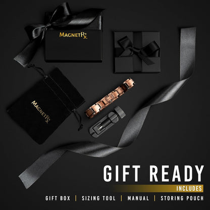 MagnetRX® Pure Copper Magnetic Bracelet - Magnetic Copper Bracelets for Men - Adjustable Length with Sizing Tool (Leo Style)