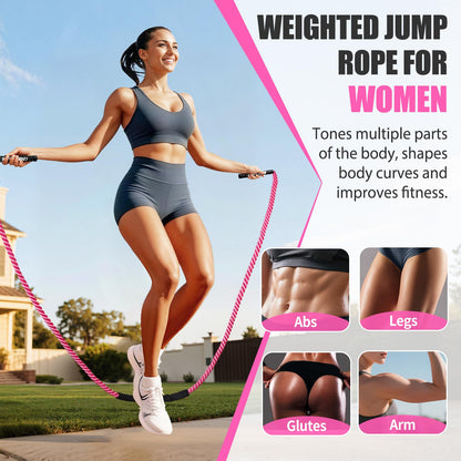 KUZARO Jump Rope, Weighted Jump Rope for Women, Heavy Jump Ropes for Fitness, Home Gym Exercise Equipment, Adult Skipping Rope for Improve Strength, Weight Loss, Boxing Training,Total Body Workout Equipment