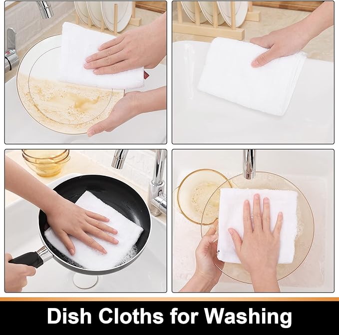Mordimy 100% Cotton Terry Cloth Dish Cloths, Soft and Absorbent Checkered Dish