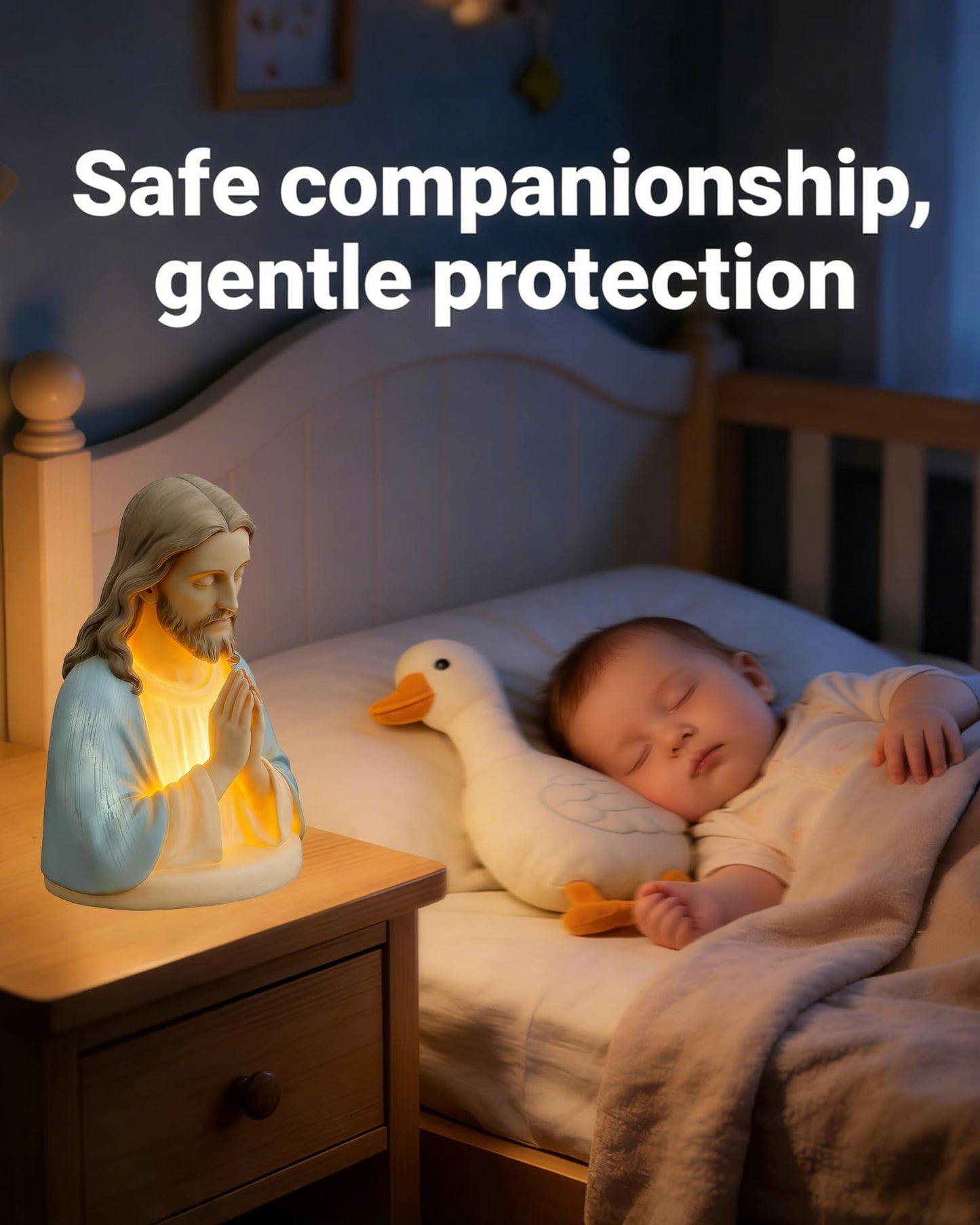 Chwsssgy Jesus Prayer Night Light, 6" Sacred Jesus Statue Lamp for Spiritual Comfort, Warm LED Devotional Table Lamp for Prayer & Meditation, Religious Home Decor, Faithful Gift for Peace & Serenity