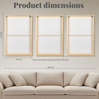 Framed 3D Textured Boho Neutral Abstract Wall Art for Bedroom, 3 Piece Mid Century Modern Artwork for Walls, Creamy White Brown Relief Sculptures for Diningroom Hallway Wall Decor 16x24 In