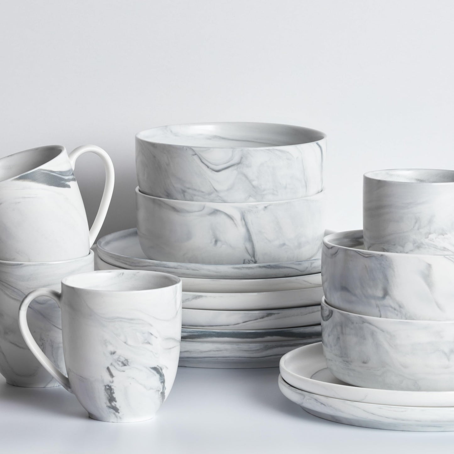 Stone Lain Brighton 16-Piece Dinnerware Set Porcelain, Gray