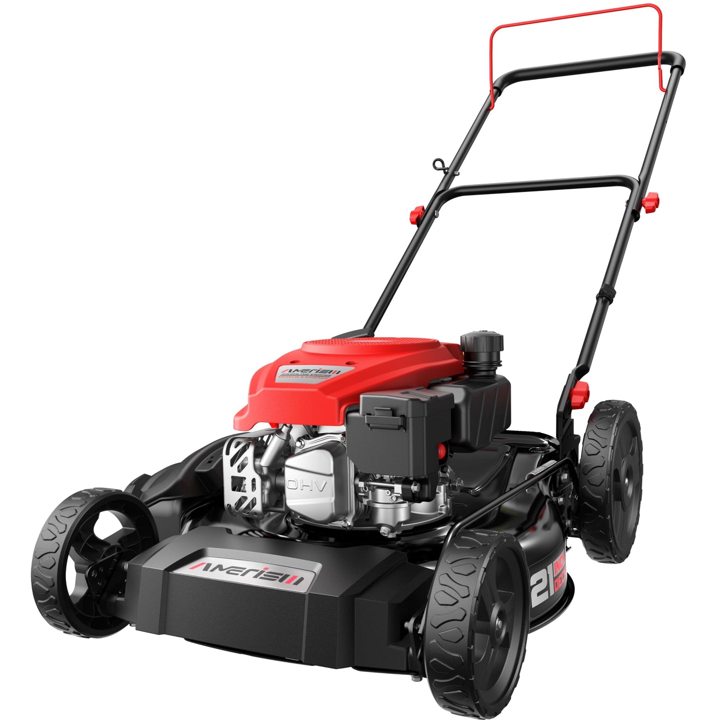 AMERISUN 21" 2-in-1 Gas Push Lawn Mower, 144cc 4-Cycle OHV Engine, Mulching & Side Discharge, 6-Position Height Adjustment, Lightweight Walk-Behind Mower for Small to Medium Yards