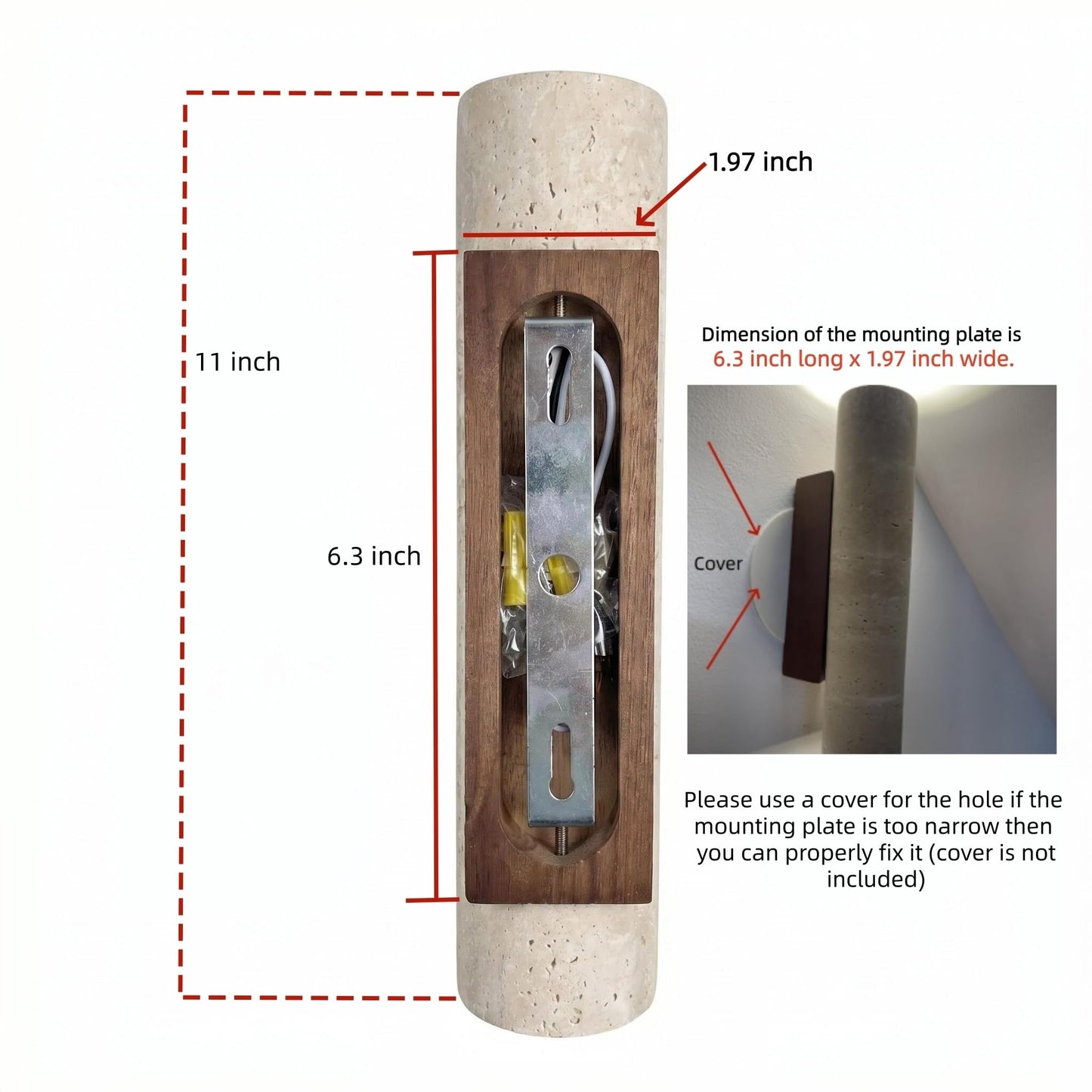 JIANKEXING Travertine Wall Sconce Light Hardwired Natural Stone Wall Lamp with Up Down Lighting for Bedroom Living Room Hallway