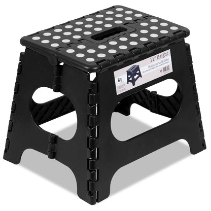 Spranster Super Strong Folding Step Stool - 11" - Sturdy Enough to Hold 300 Lb - Lightweight Foldable Step Stool for Adults and Kids - Opens with one Flip - Great for Kitchen, Bathroom and Bedroom