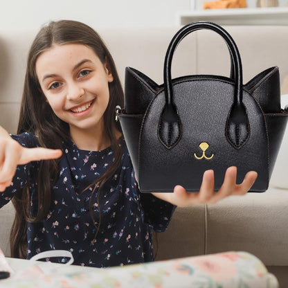 QZUnique Women's Summer Fashion Top Handle Cute Cat Cross Body Shoulder Bag Black