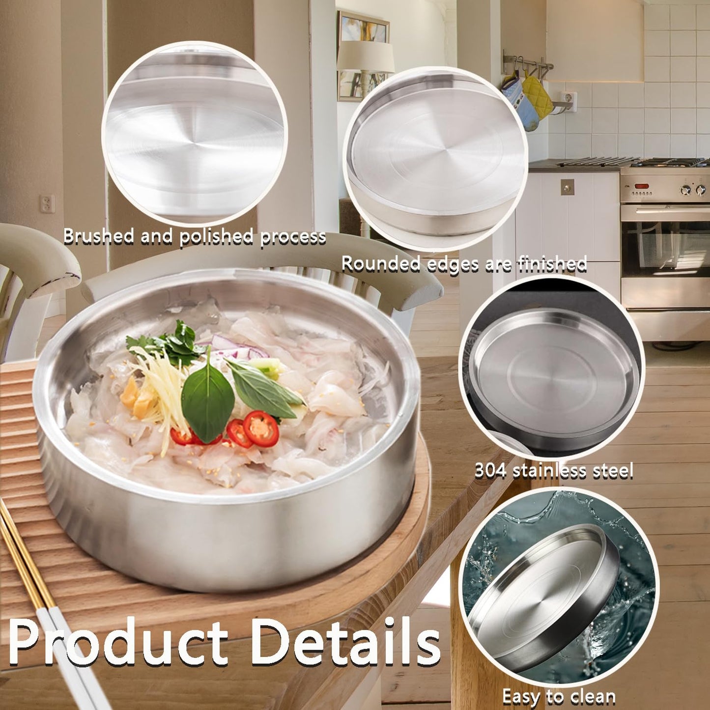 Stainless Steel Chilled Serving Tray with Ice Chamber - Silver Platter for Shrimp Cocktails and Party Fruit Buffets - Appetizer Tray Food-Grade Dip Bowl for Hot/Cold Preservation (11in)