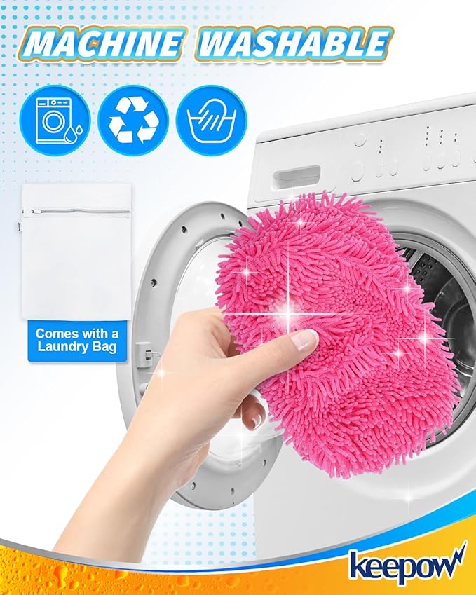 KEEPOW Pink Reusable Dry Sweeping Cloths Microfiber Wet Mop Pads Compatible