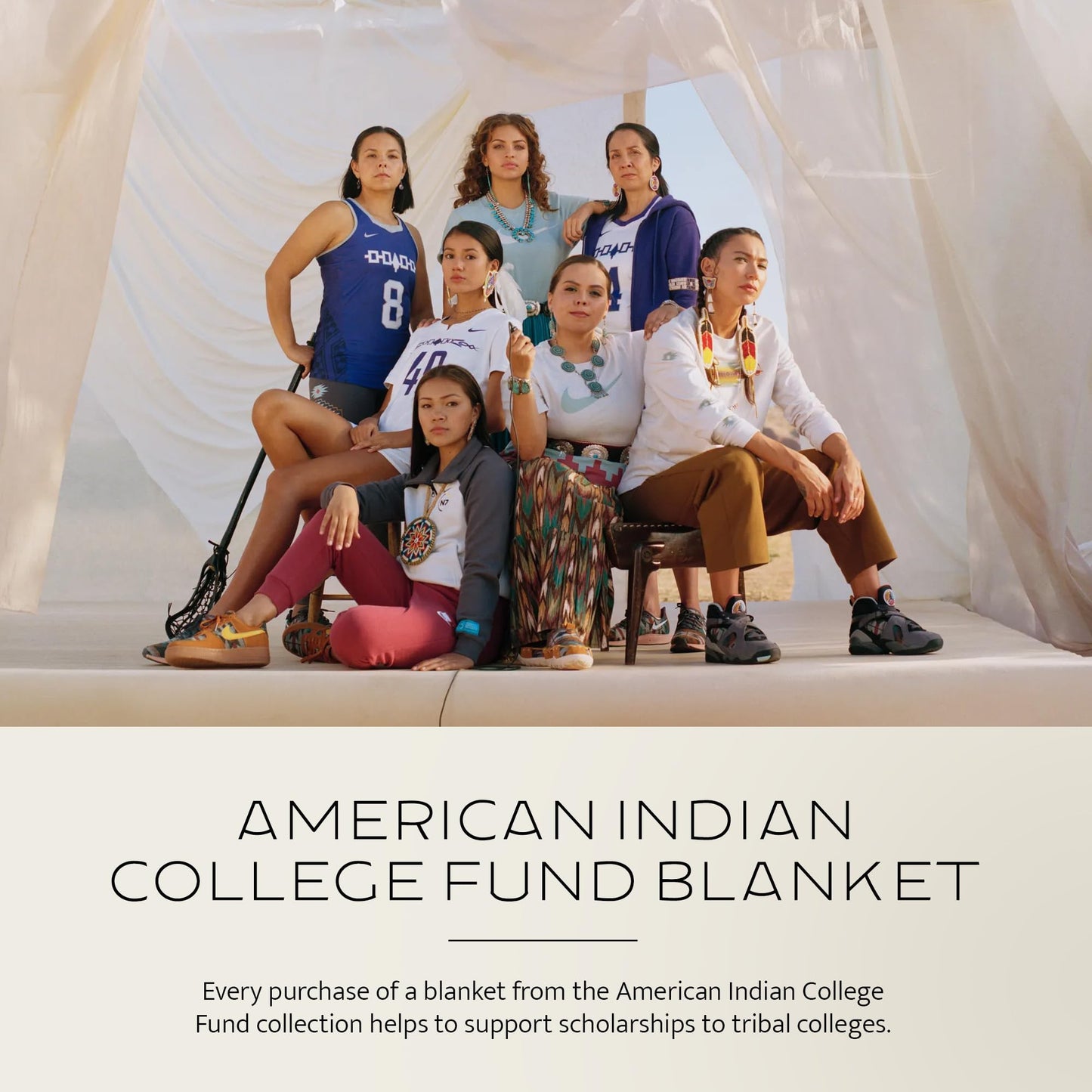 Pendleton American Indian College Fund Blanket - 64" x 80" Wool Cotton Soft, Reversible Blanket, Ultrasuede Binding, Made in USA - Nike N7 7 Generations