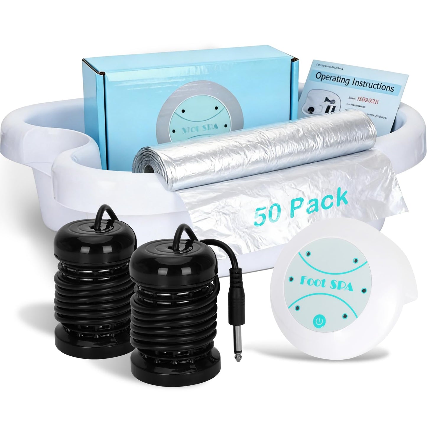 Ionic Foot Bath Detox Machine with 50 Liners, Foot Detox Machine to Remove Toxins, Portable Home Foot Spa, 2 Ion Arrays for Detox & Relaxation, Easy Clean, Perfect for Family/Gift/Self-Care